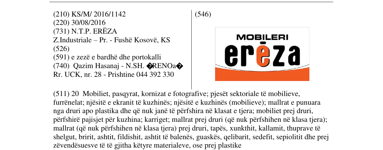 Zëri i markës MOBILERI erëza në buletin