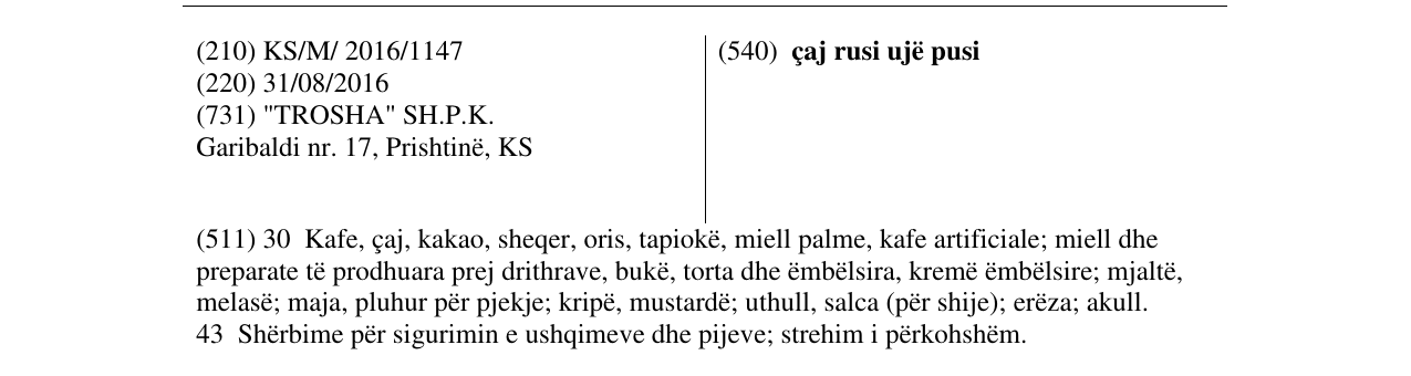 Zëri i markës çaj rusi ujë pusi në buletin