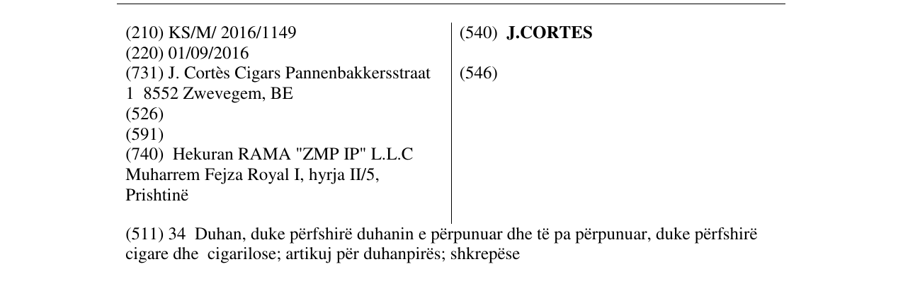 Zëri i markës J.CORTES në buletin