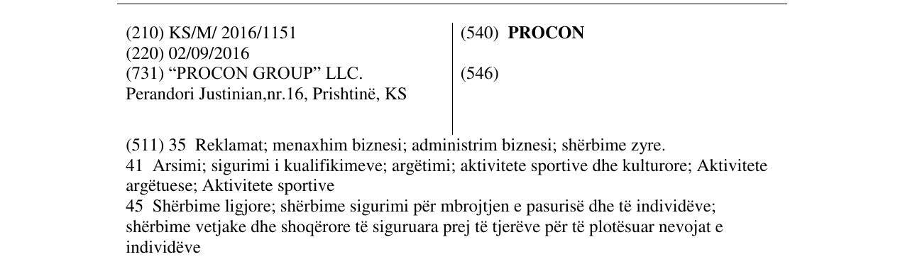 Zëri i markës PROCON në buletin