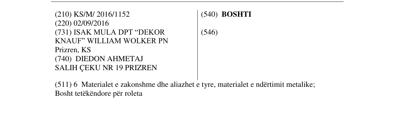 Zëri i markës BOSHTI në buletin