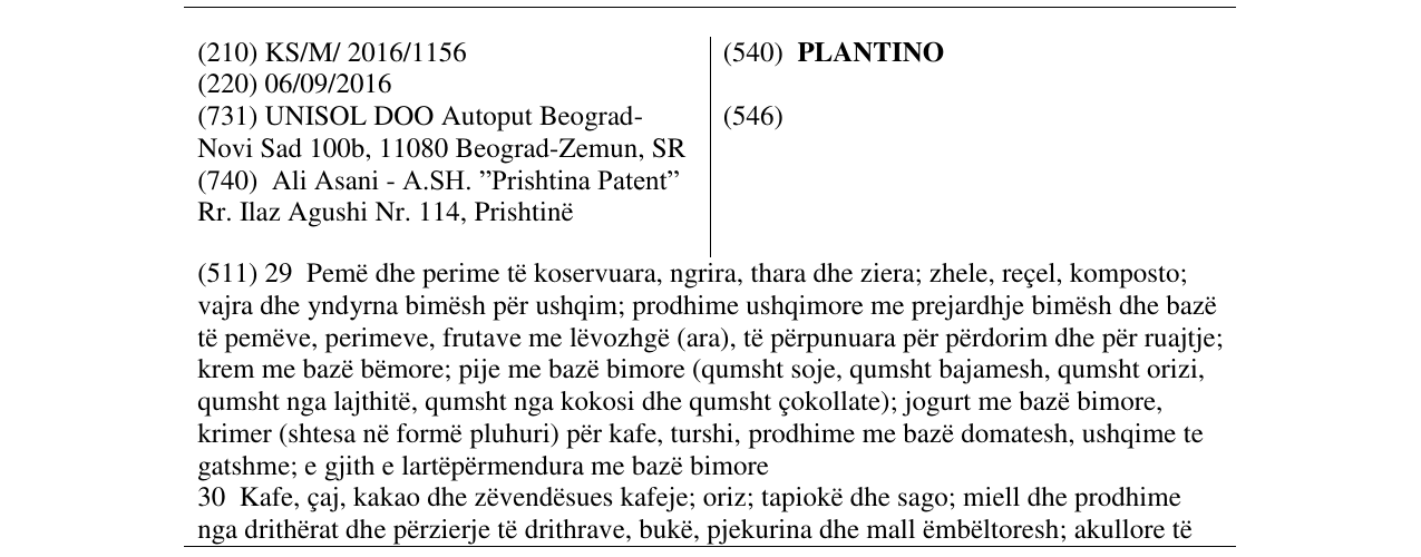 Zëri i markës PLANTINO në buletin
