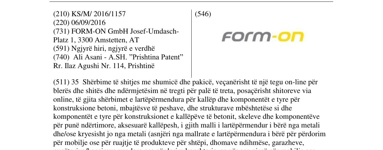 Zëri i markës Form-on në buletin