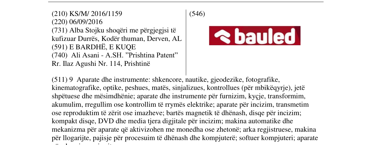 Zëri i markës bauled në buletin
