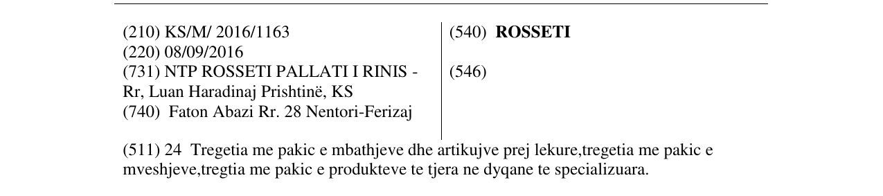 Zëri i markës ROSSETI në buletin