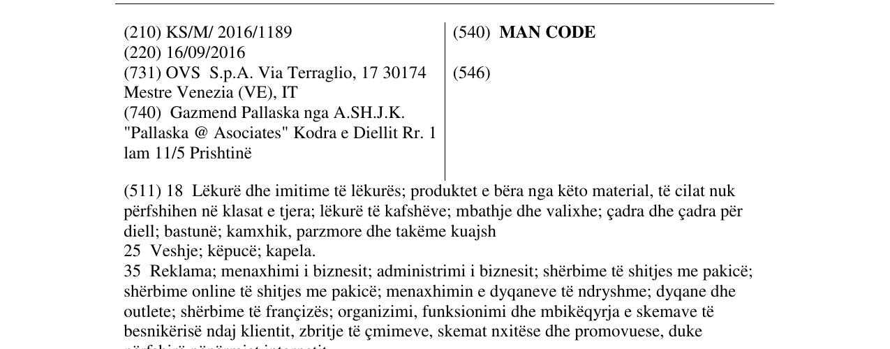 Zëri i markës MAN CODE në buletin