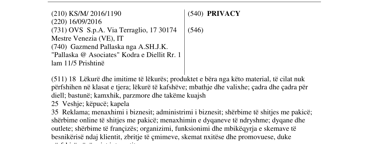 Zëri i markës PRIVACY në buletin