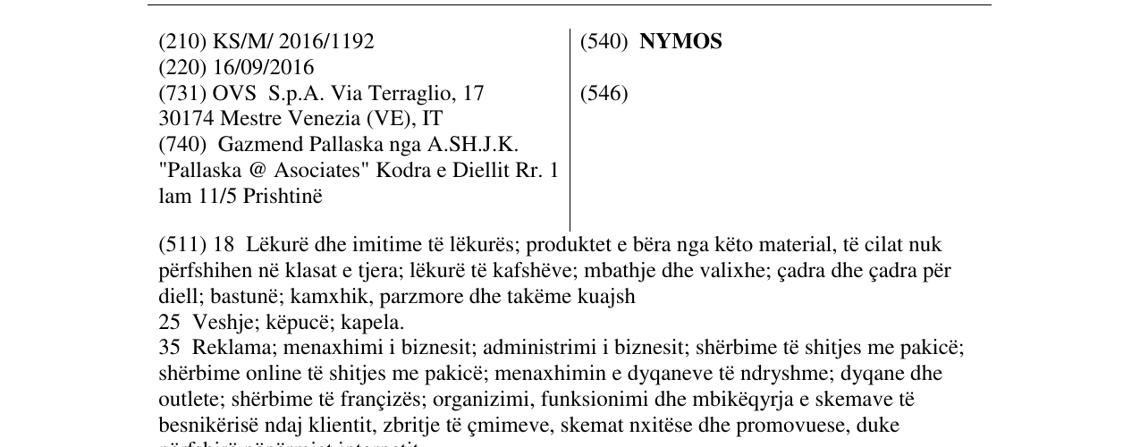 Zëri i markës NYMOS në buletin