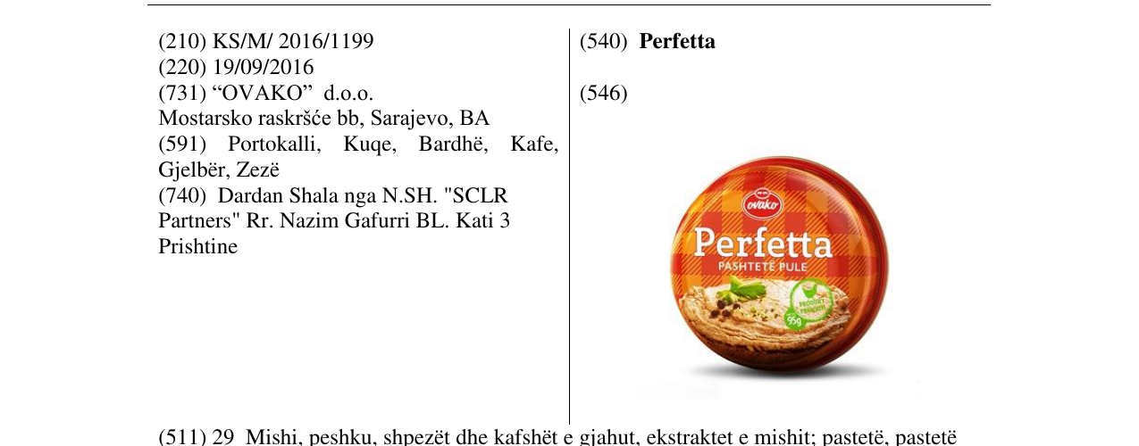 Zëri i markës Perfetta në buletin