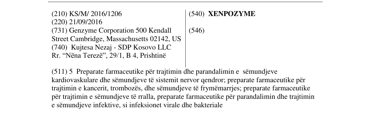 Zëri i markës XENPOZYME në buletin