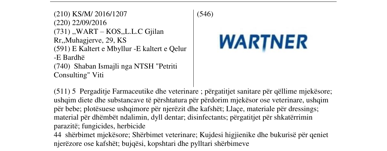 Zëri i markës WARTNER në buletin