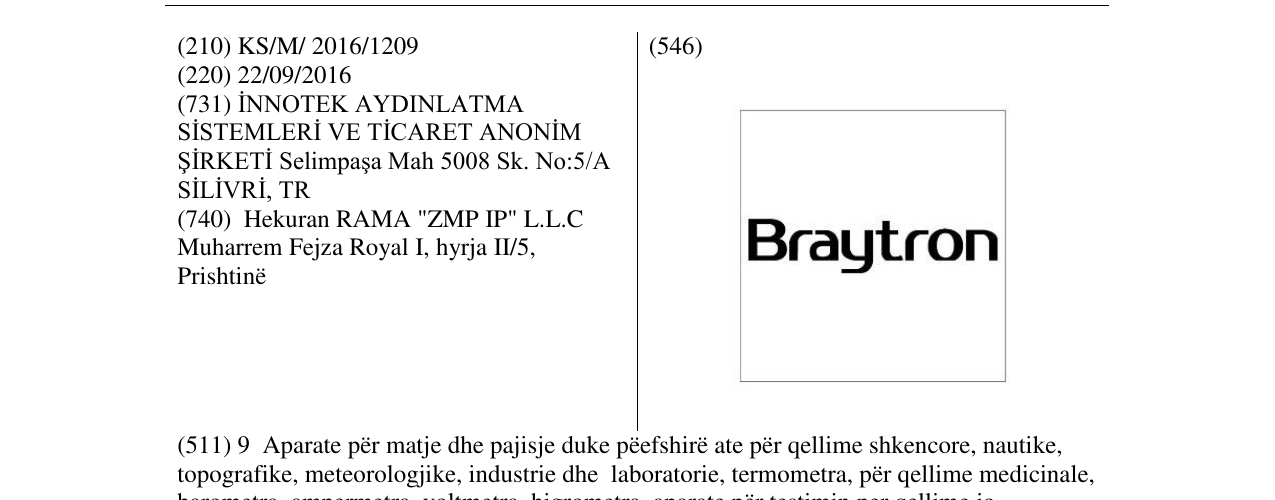 Zëri i markës Braytron në buletin