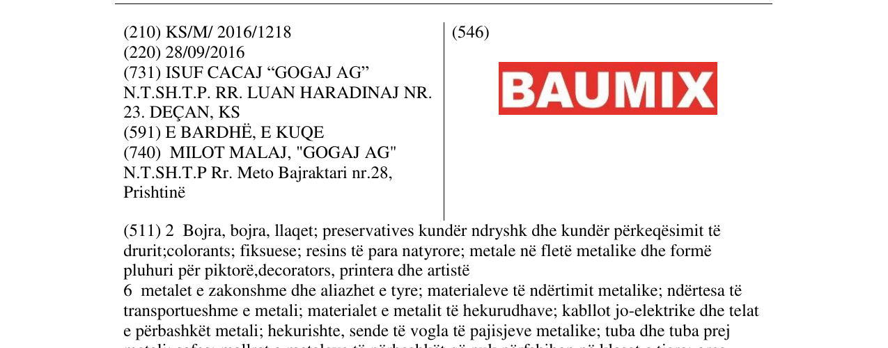 Zëri i markës BAUMIX në buletin