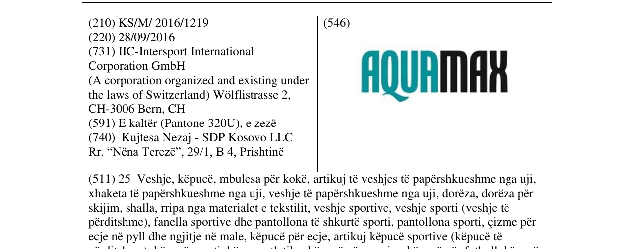 Zëri i markës AQUAMAX në buletin