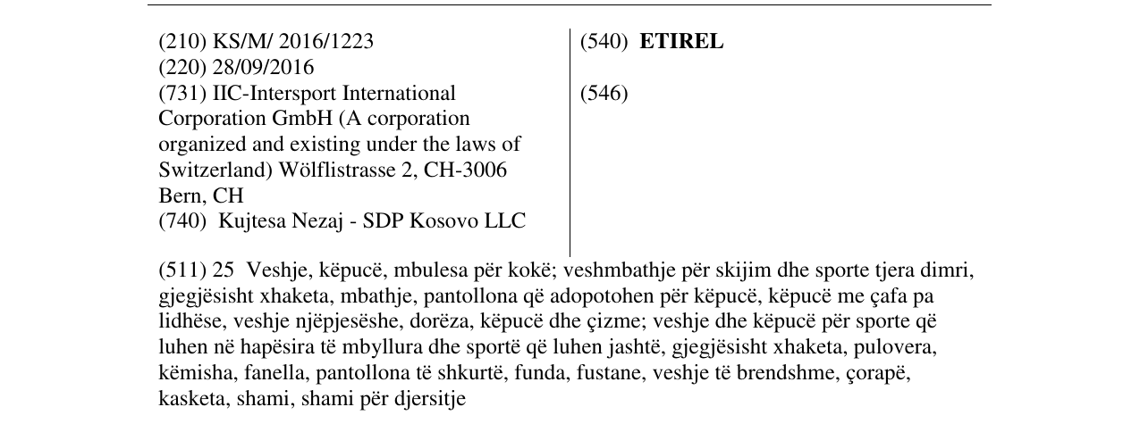 Zëri i markës ETIREL në buletin