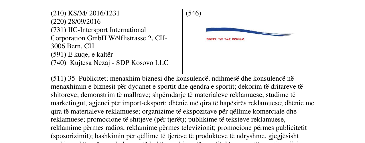 Zëri i markës SPORT TO THE PEOPLE në buletin
