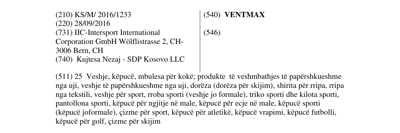 Zëri i markës VENTMAX në buletin
