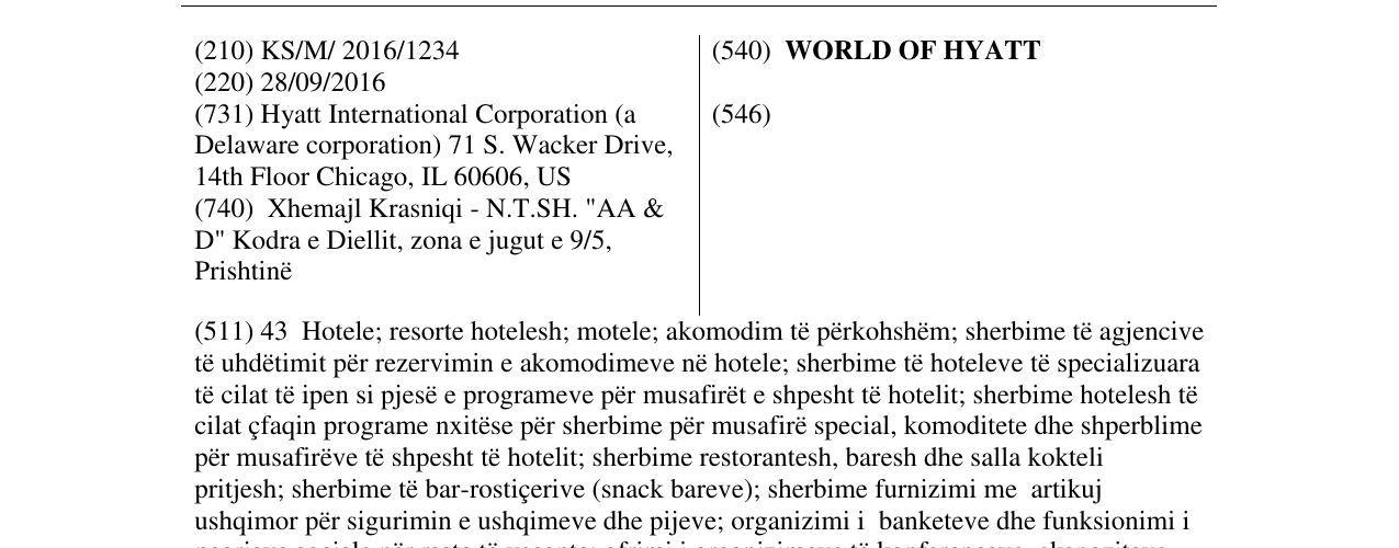 Zëri i markës WORLD OF HYATT në buletin