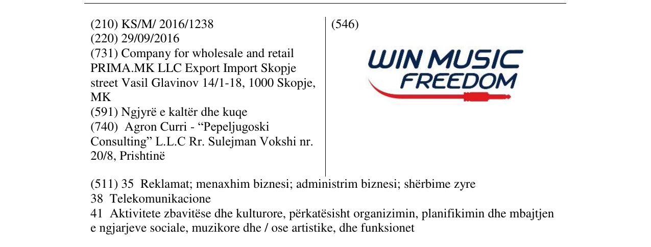Zëri i markës WIN MUSIC FREEDOM në buletin