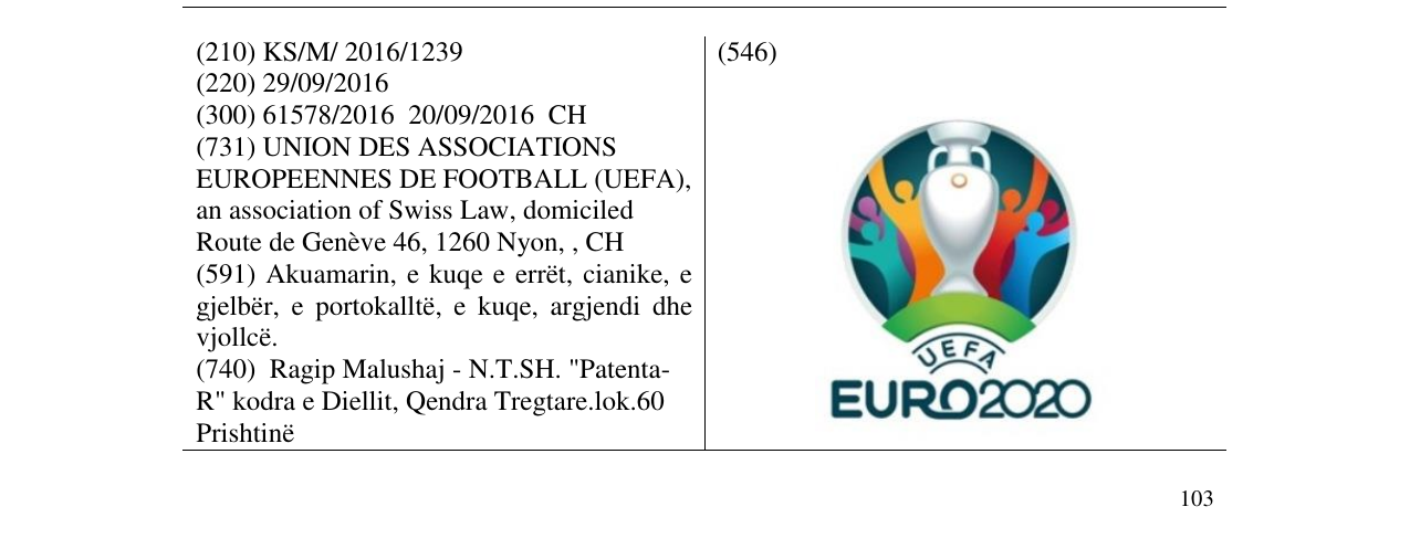 Zëri i markës UEFA EURO 2020 në buletin