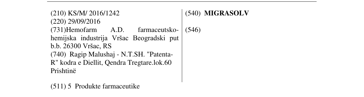 Zëri i markës MIGRASOLV në buletin