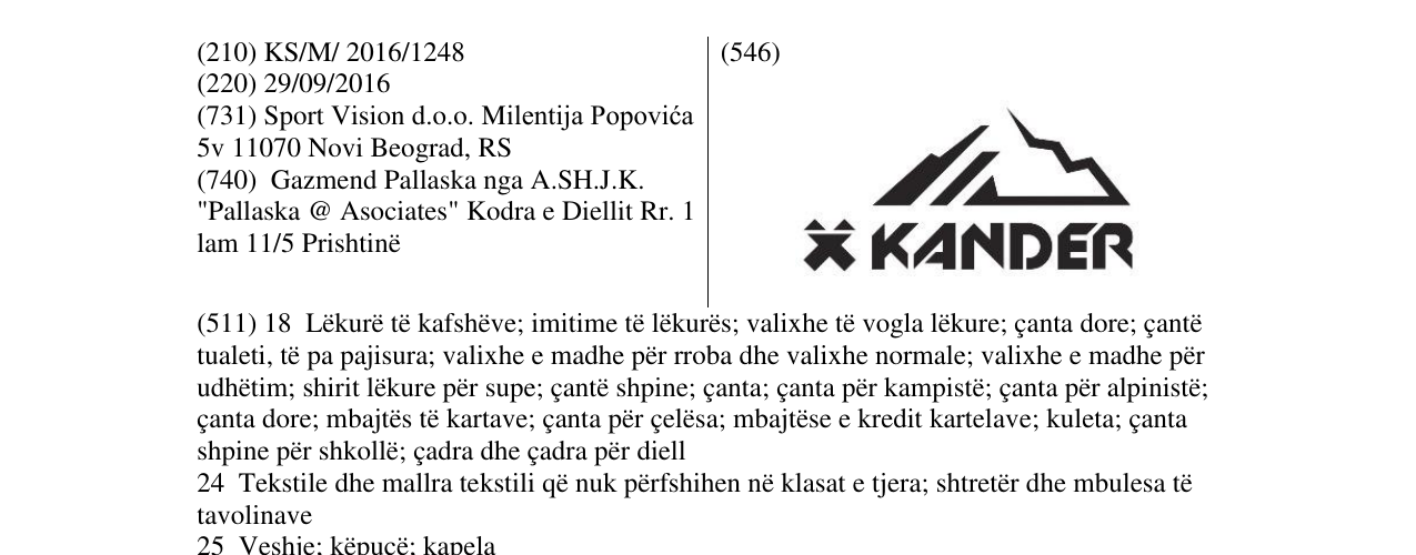 Zëri i markës KANDER në buletin
