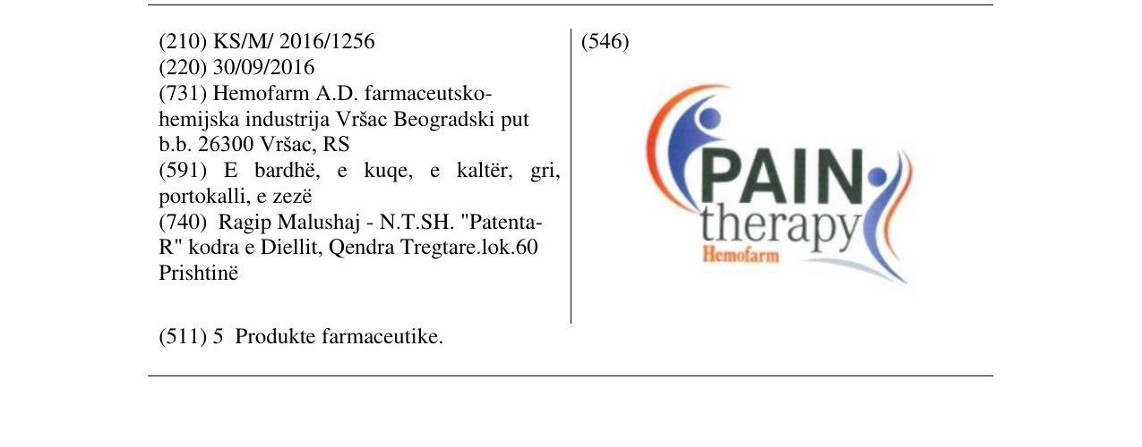 Zëri i markës PAIN therapy Hemofarm në buletin