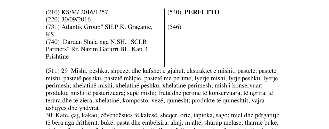 Zëri i markës PERFETTO në buletin