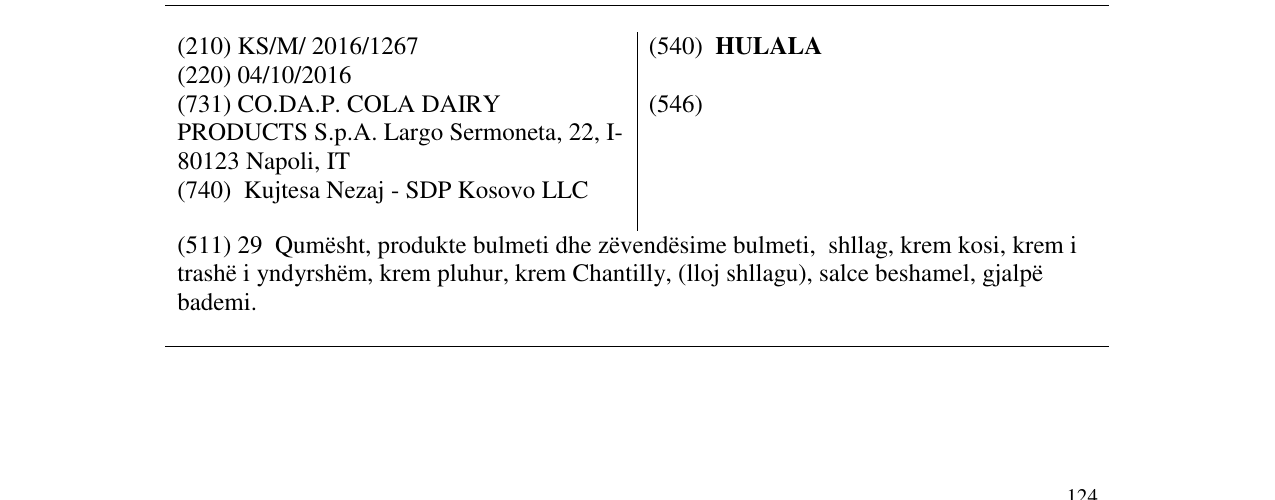 Zëri i markës HULALA në buletin
