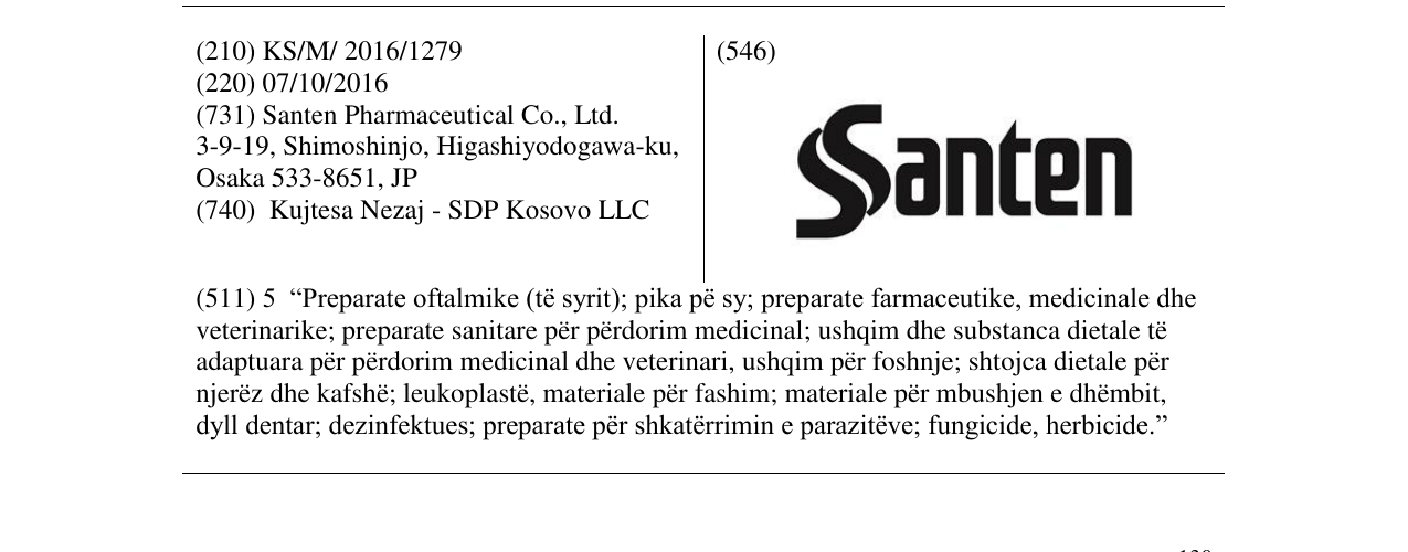 Zëri i markës Santen në buletin