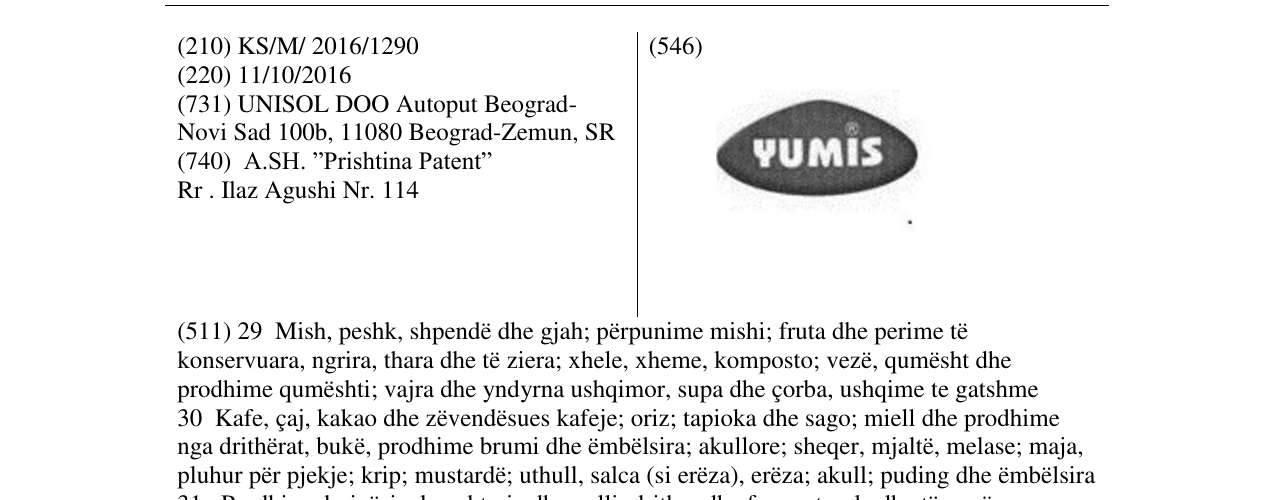 Zëri i markës YUMIS në buletin