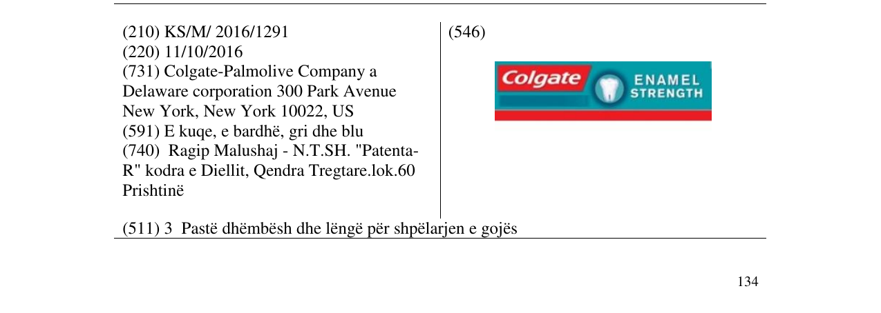 Zëri i markës Cotgate ENAMEL STRENGTH në buletin