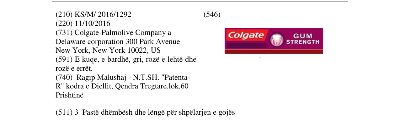 Zëri i markës Colgate GUM STRENGTH në buletin