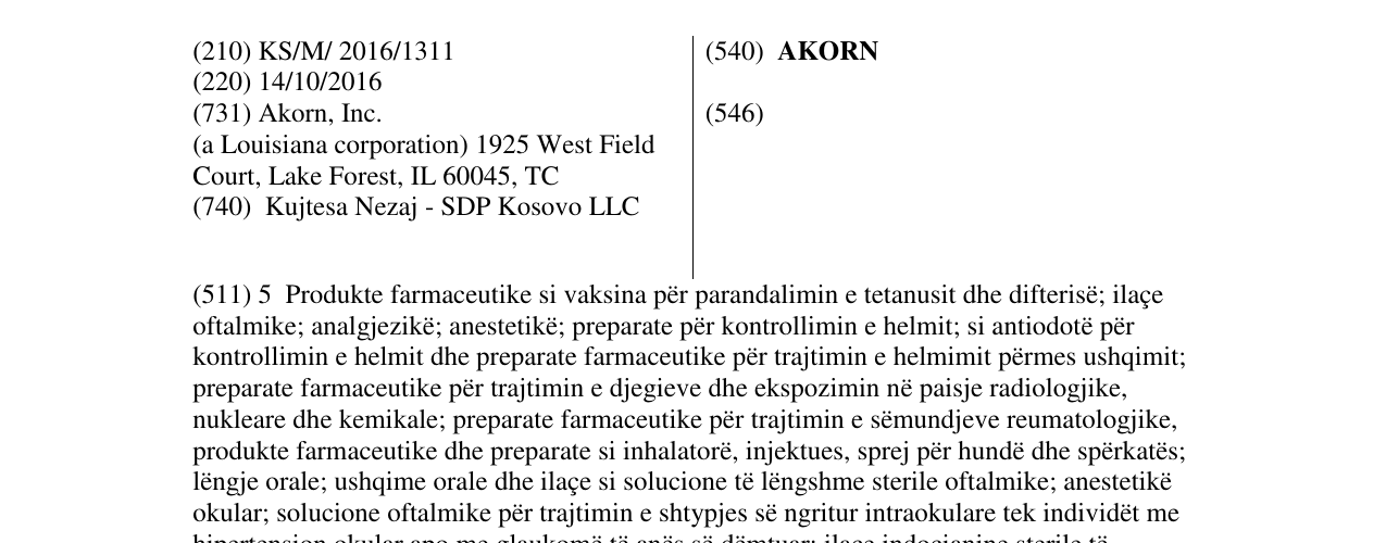 Zëri i markës AKORN në buletin