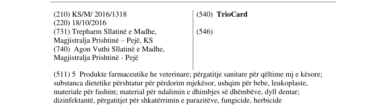 Zëri i markës TrioCard në buletin