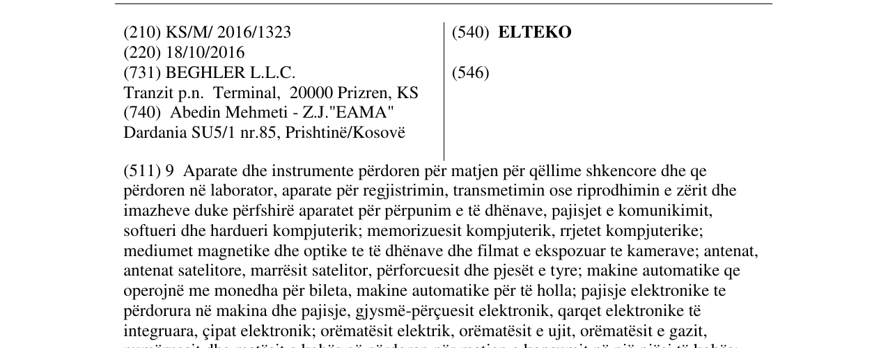Zëri i markës ELTEKO në buletin