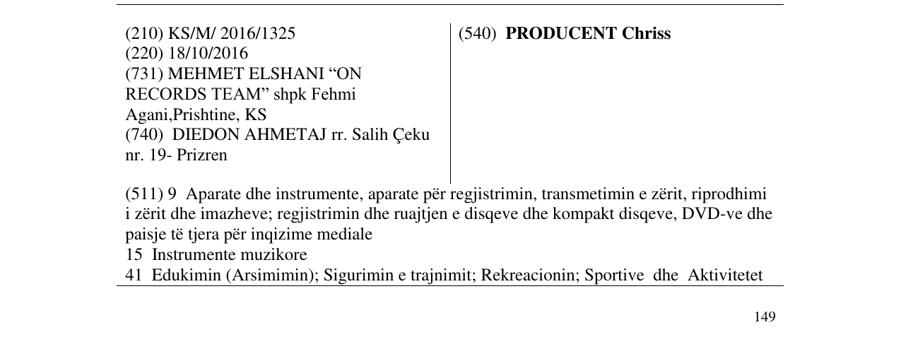 Zëri i markës PRODUCENT Chriss në buletin