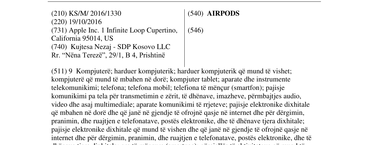 Zëri i markës AIRPODS në buletin