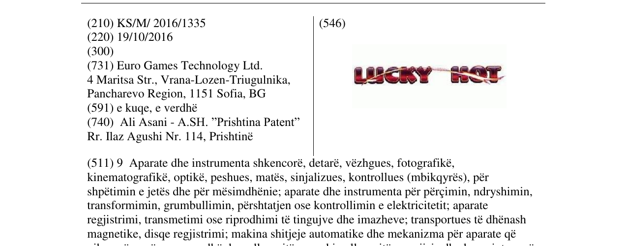 Zëri i markës LUCKY Hot në buletin