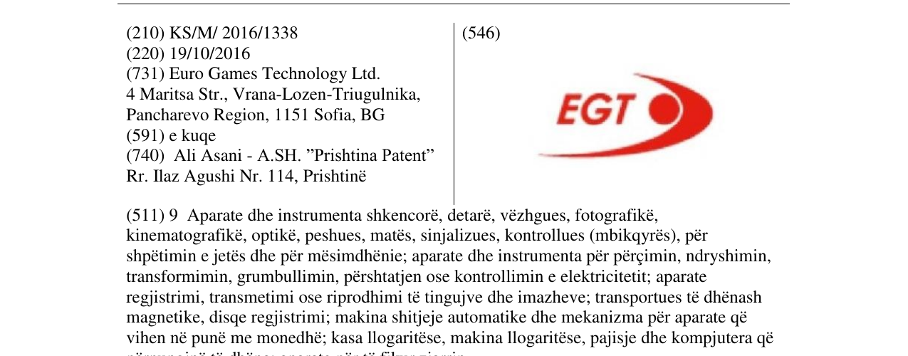 Zëri i markës EGT në buletin