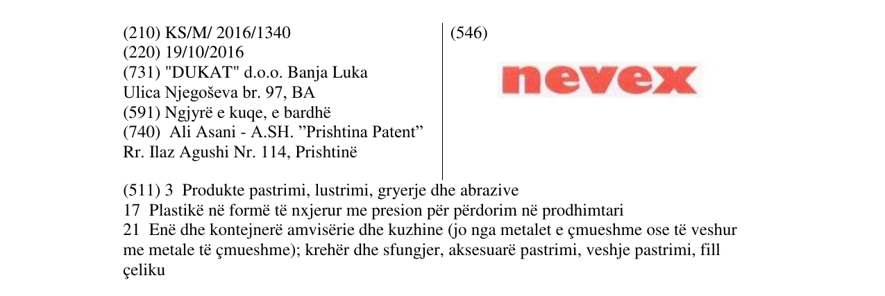 Zëri i markës nevex në buletin