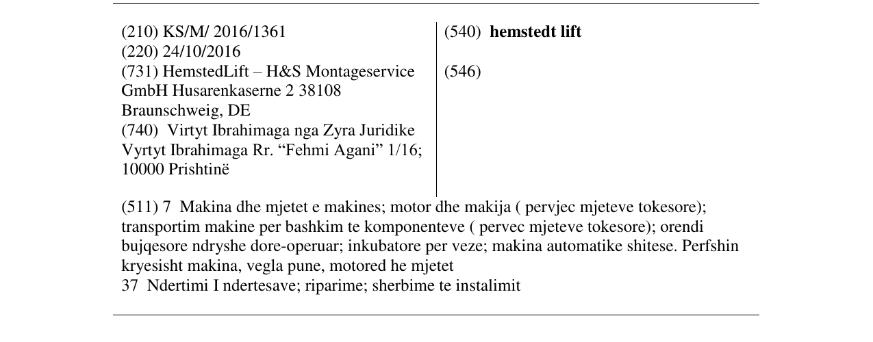 Zëri i markës hemstedt lift në buletin