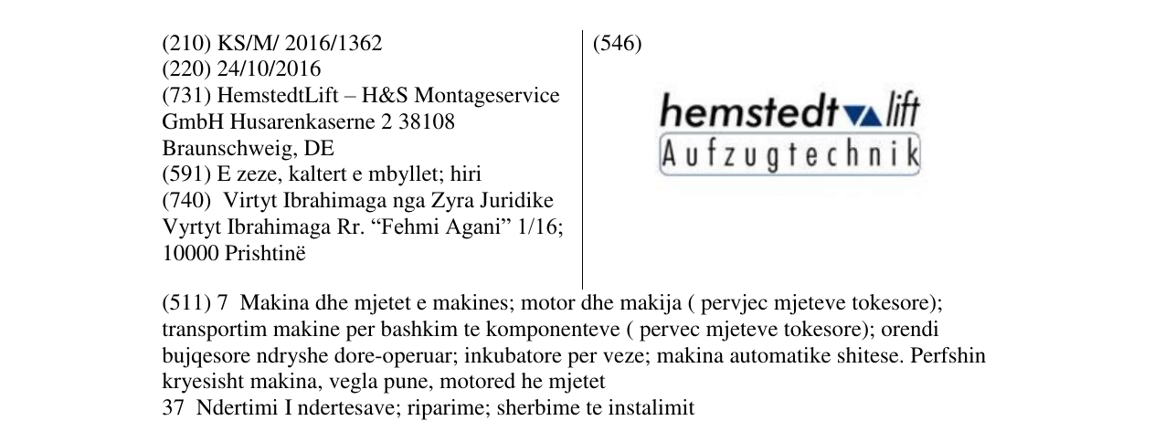 Zëri i markës hemstedt lift Aufzugtechnik në buletin