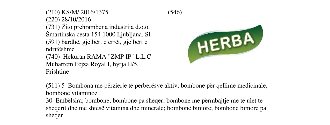 Zëri i markës HERBA në buletin