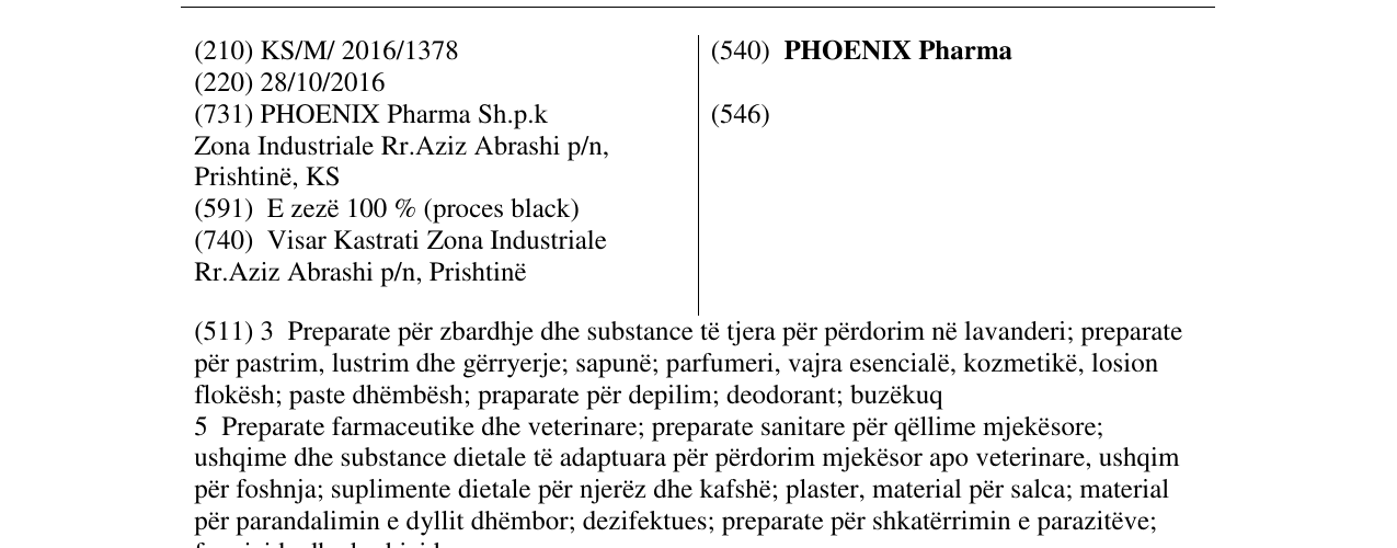 Zëri i markës PHOENIX Pharma në buletin