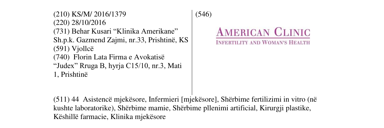 Zëri i markës AMERICAN CLINIC INFERTILITY AND WOMAN'S HEALTH në buletin