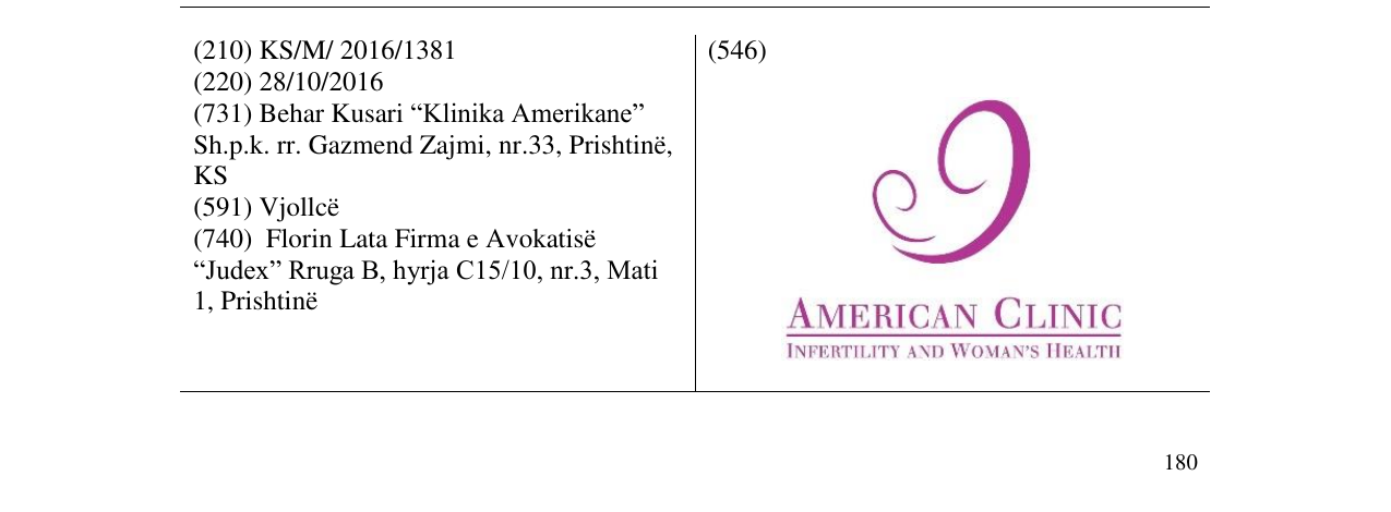Zëri i markës AMERIKAN CLINIC në buletin