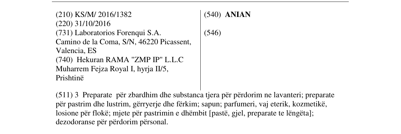 Zëri i markës ANIAN në buletin