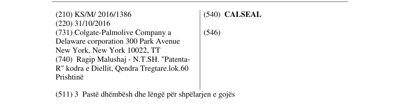 Zëri i markës CALSEAL në buletin