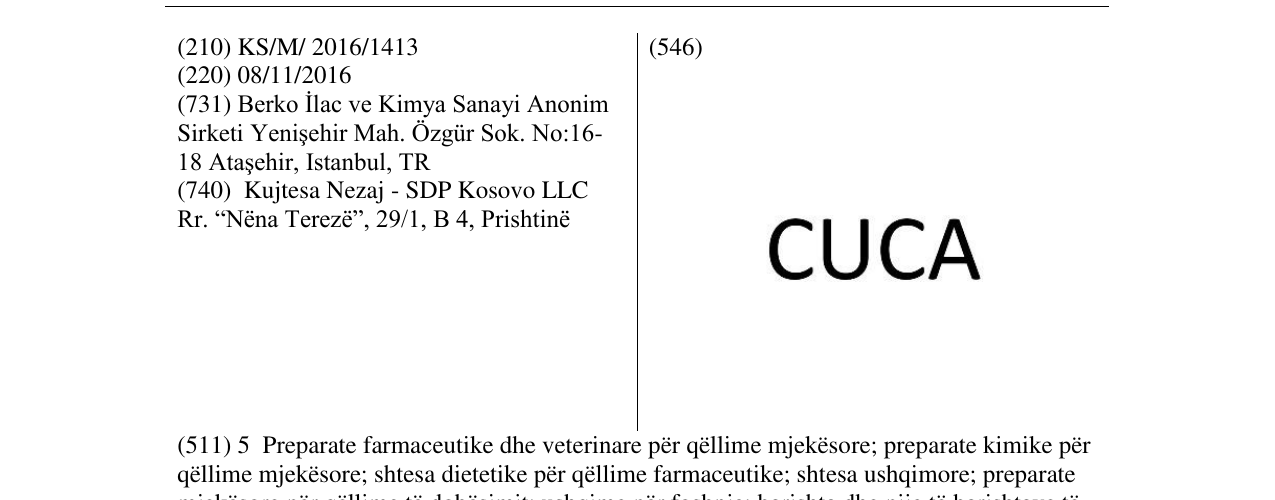 Zëri i markës CUCA në buletin